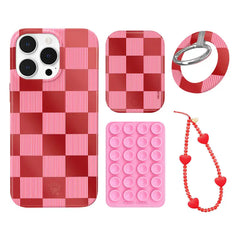 Rose Vibe Checkered iPhone Bundle Set - Grip