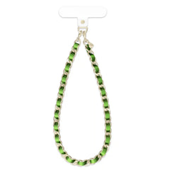 Metallic Green Leather Chain Phone Charm