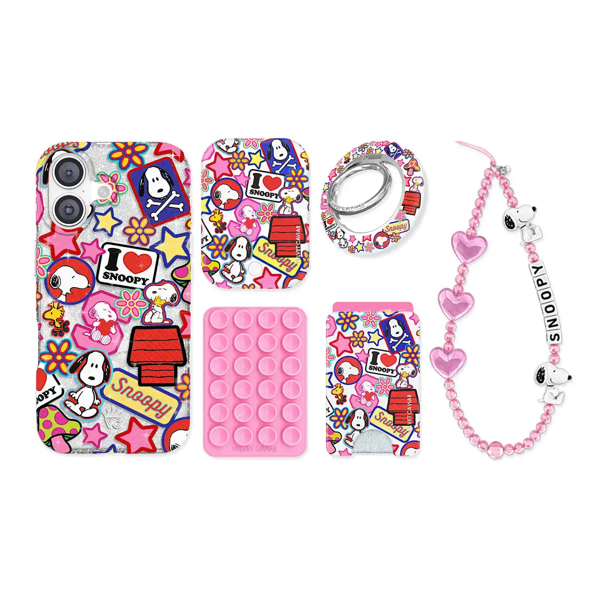 Snoopy Patchwork Glitter iPhone Bundle Set