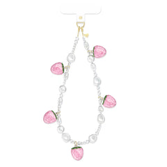 Strawberry Pearl Chain Phone Charm
